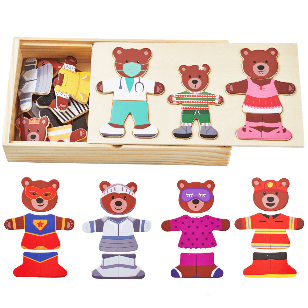 Wooden Puzzle Game - Bears Dress Up Set